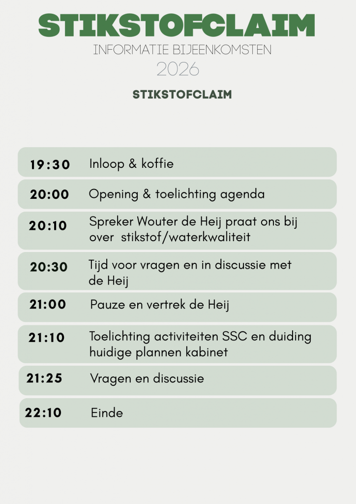 Afbeelding op website van stichting stikstof claim van de angenda voor de informatiebijeenkomsten 2026